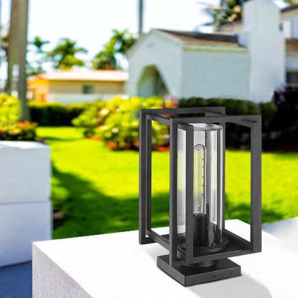 Tribeca Natural Black One-Light Outdoor Pier Mount with Clear Glass Shade, image 2